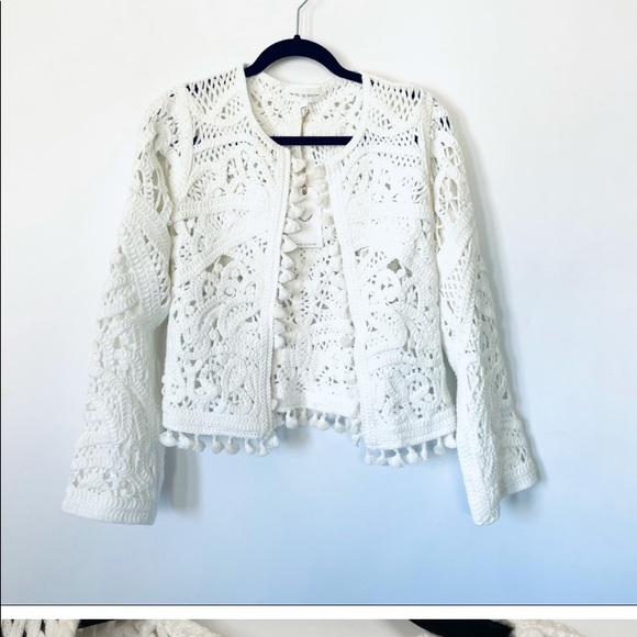 COPY - Beautiful crochet bright white jacket size M - Picture 2 of 6